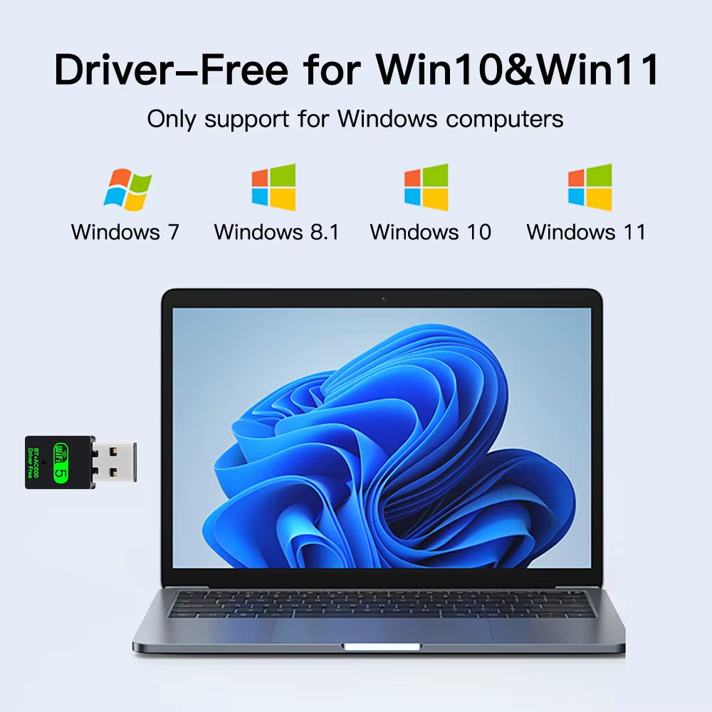 600Mbps USB Wifi Adapter for Bluetooth 4.2 Dual Band 2.4G/5Ghz Wifi Dongle 802.11Ac Mini Wireless Computer Network Card Receiver