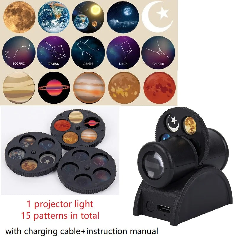Earth Moon Light Ins Moon Projector Light Starry Sky Projector Rotate Planetarium Lamp Wall Lights Room Decor Led Night Light