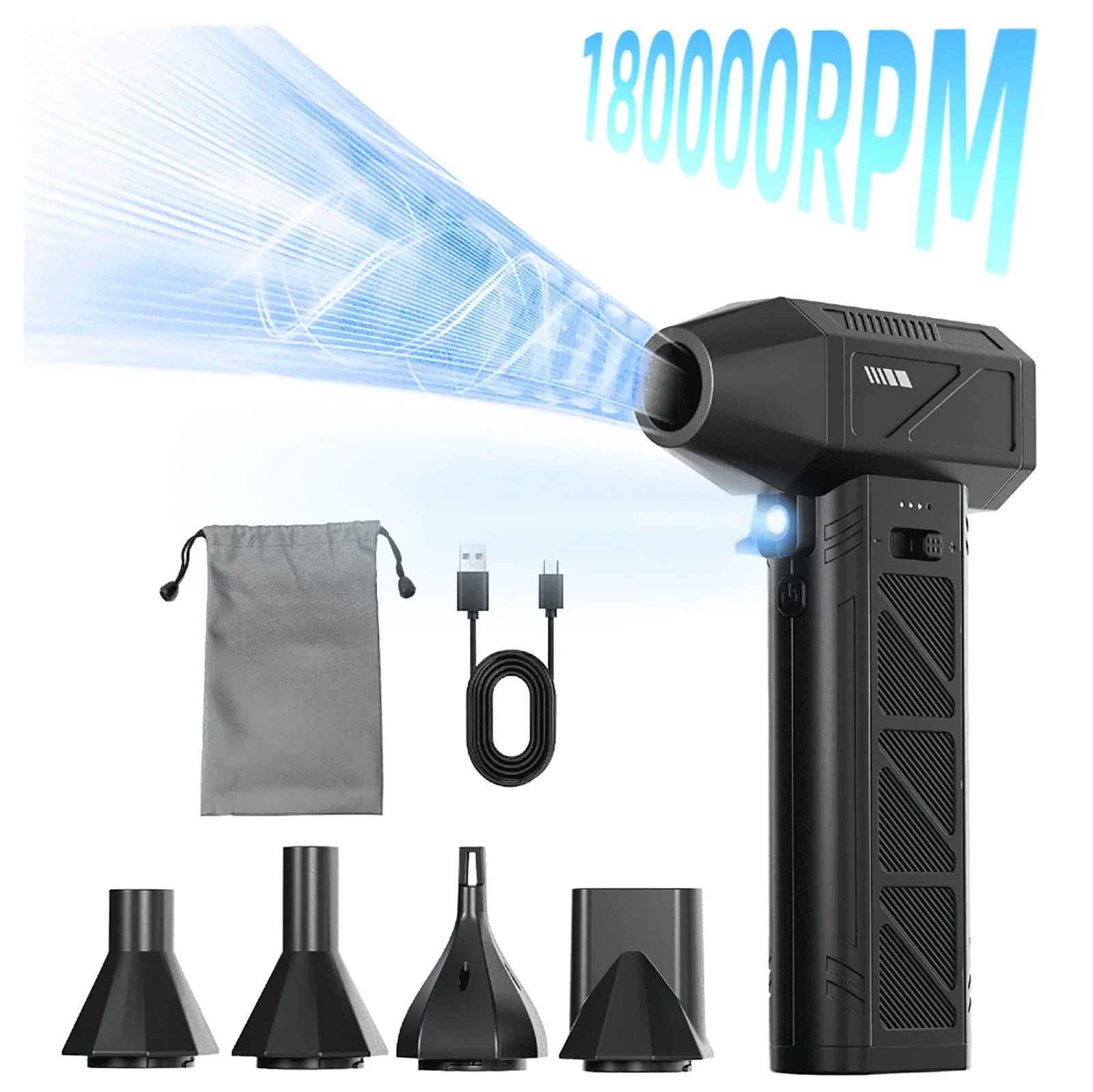 Car-Mounted Vacuum Cleaner, 180000RPM Electric Air Duster , Compressed Air Duster with Lllumination, Air Blower Dusters for Car，Snowblower