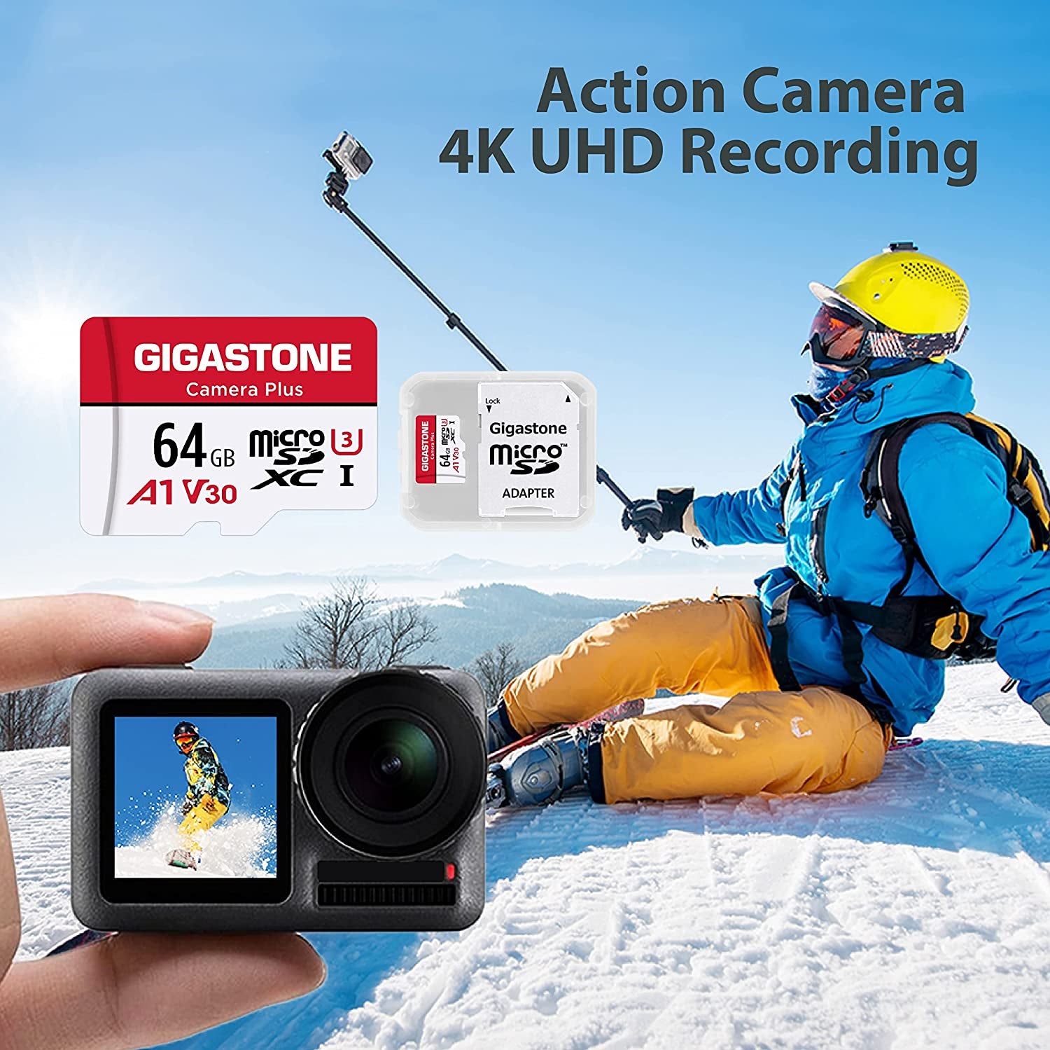 64GB Micro SD Card 2-Pack, Camera Plus, Microsdxc Memory Card for Wyze Cam, Security Camera, Smartphone, Fire Tablet, 4K Video Recording, UHS-I U3 A1 V30, 95Mb/S, with Adapter